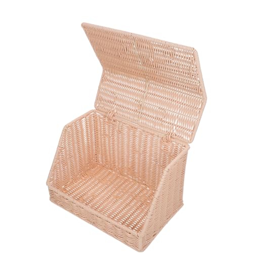 CHICAMPERA Rechteckiger Aufbewahrungskorb Aus Weide, Mehrzweck-organizer, Rattan-displaybox Mit Deckel Für Regal, Kinderzimmer, Heimgebrauch, Khaki CHICAMPERA Rechteckiger Aufbewahrungskorb Aus Weide, Mehrzweck-organizer, Rattan-displaybox Mit Deckel Für Regal, Kinderzimmer, Heimgebrauch, Khaki von CHICAMPERA