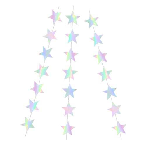 CHICAMPERA Regenbogen-fünfzack-Stern-Girlande Bunte Papierdekoration Für Kindergeburtstage Hochzeiten Und Partys Und Fenstergestaltung Für Festliche Anlässe von CHICAMPERA