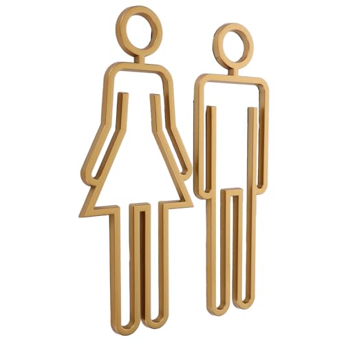 CHICAMPERA Toilettenschild aus Metalloptik Hochwertiges Wc schild zur Türmontage Sichtbares Badezimmer Hinweisschild für Damen und Herren Einsetzbar Einfache Installation von CHICAMPERA