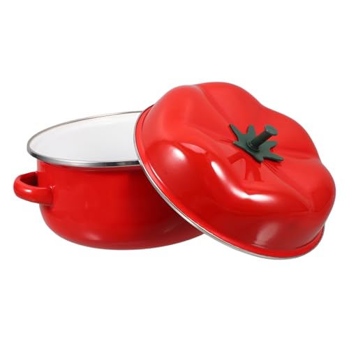 CHICAMPERA Tomatentopf aus Keramik Emaille Küchenware Küchentopf Kochtöpfe mit Deckel tiefer Topf zum Kochen Topf mit zwei Griffen Stockpot mit Deckel Kochtopf Induktionstopf rot von CHICAMPERA