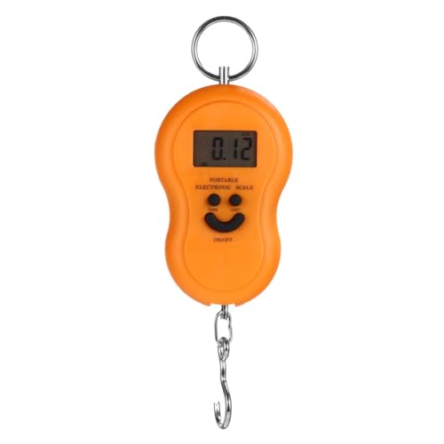 CHICAMPERA Tragbare Elektronische Hakenwaage Küchenwaage für Zuhause Angeln und Reisen mit LCD Display und Robustem Stahlhaken Orange Leicht und Handlich ohne Batterie von CHICAMPERA
