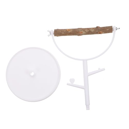 CHICAMPERA Vogeltrainingsständer aus Holz mit Stabilem Kunststoffsockel Papageien Sitzstange für Käfigvögel Kauspielzeug Geeignet Kippsicheres Design für Schreibtisch und von CHICAMPERA
