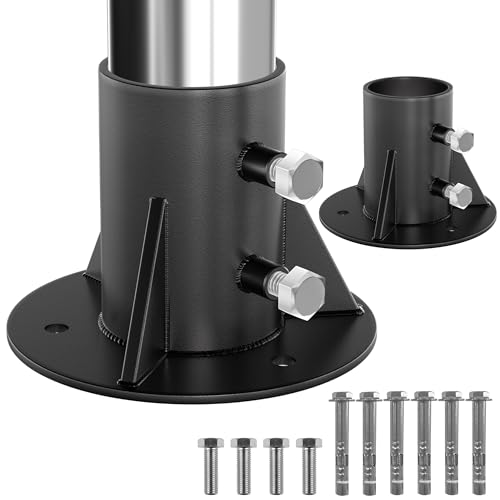 CHICAURA 2 Stück Maschendrahtzaunpfosten-Basisflansch für runde Pfosten mit 6,5 cm Außendurchmesser, robuste runde Bodenhalterung für Zaun, Briefkasten und Fahnenmast, inklusive Edelstahl-Hardware CHICAURA 2 Stück Maschendrahtzaunpfosten-Basisflansch für runde Pfosten mit 6,5 cm Außendurchmesser, robuste runde Bodenhalterung für Zaun, Briefkasten und Fahnenmast, inklusive Edelstahl-Hardware von CHICAURA