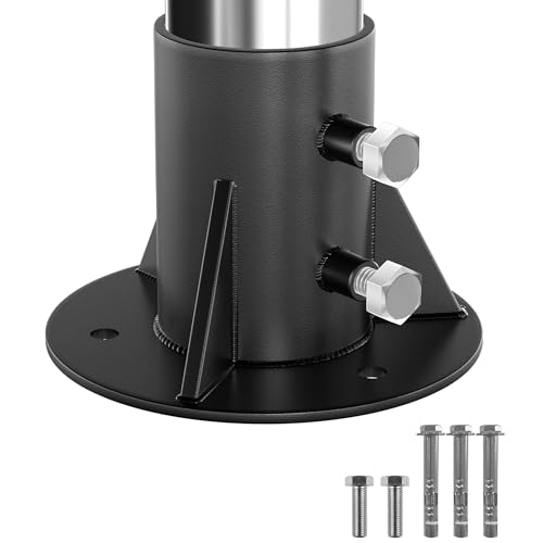 CHICAURA Kettenglied-Zaunpfosten-Basisflansch für runde Pfosten mit 6,4 cm Außendurchmesser, robuste runde Bodenhalterung für Zaun, Briefkasten und Fahnenmast, inklusive Edelstahl-Hardware von CHICAURA