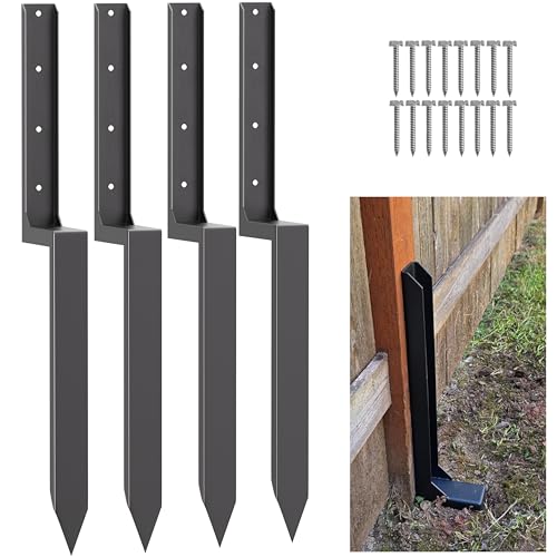 CHICAURA Zaunpfostenreparatur-Set, robuster Stahlzaun-Reparaturanker und Erdspieß-Stabilisator, Stützung von Holzpfosten, gebrochene Holzzäune für Reparatur, schwarz von CHICAURA