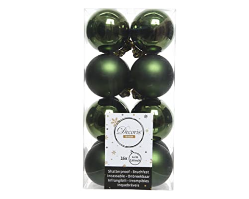 CHICCIE 16 Set Weihnachtsbaumkugeln Bruchfest Grün 4cm - Baumschmuck Baumdeko von CHICCIE