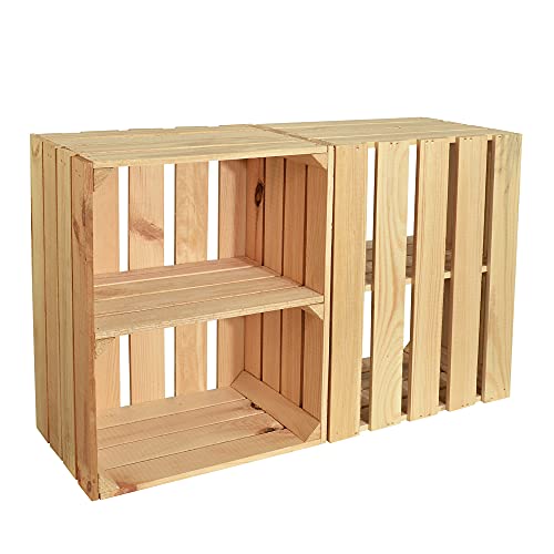 CHICCIE 2 Set Holzkiste Noa Natur 50x40x30 - 1x langes Regal Obstkiste Weinkisten CHICCIE 2 Set Holzkiste Noa Natur 50x40x30 - 1x langes Regal Obstkiste Weinkisten von CHICCIE