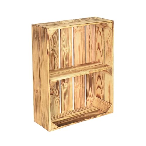 CHICCIE 2 Set Holzregal Schmalhanz 50x40x15cm - Hell Geflammt 1x Kurzes Regal von CHICCIE