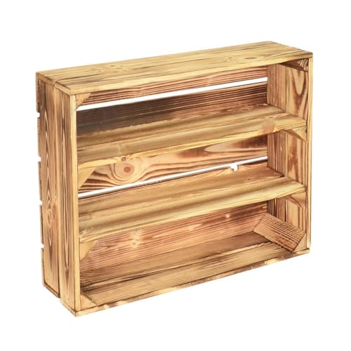 CHICCIE 2 Set Holzregal Schmalhanz 50x40x15cm - Hell Geflammt 2X Langes Regal von CHICCIE