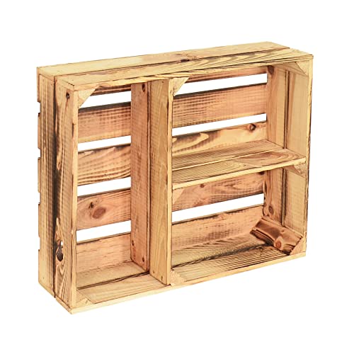 CHICCIE 2 Set Holzregal Schmalhanz 50x40x15cm - Hell Geflammt T Regal Holzkiste von CHICCIE