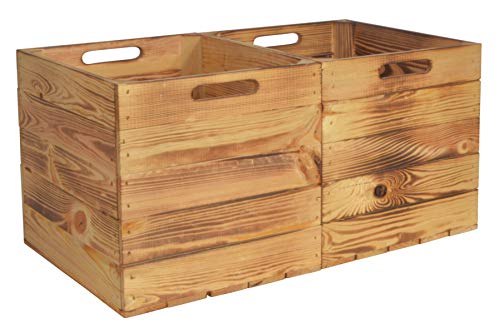 CHICCIE 2 Set Kallax Holzkiste Karl - Geflammt Aufbewahrungsbox 33x38x33cm Aufbewahrungskorb Holzbox Holz Regal von CHICCIE