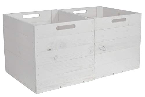 CHICCIE 2 Set Kallax Holzkiste Karl - Weiß Aufbewahrungsbox 33x38x33cm Aufbewahrungskorb Holzbox Holz Regal von CHICCIE
