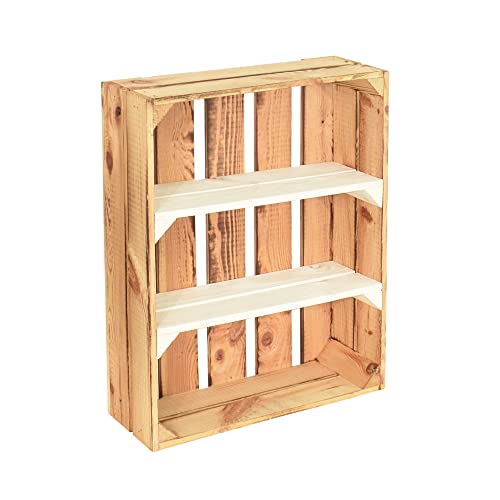 CHICCIE 3 Set Holzregal Schmalhanz 50x40x15cm - Hell Geflammt Weiß 2X Kurzes Regal von CHICCIE