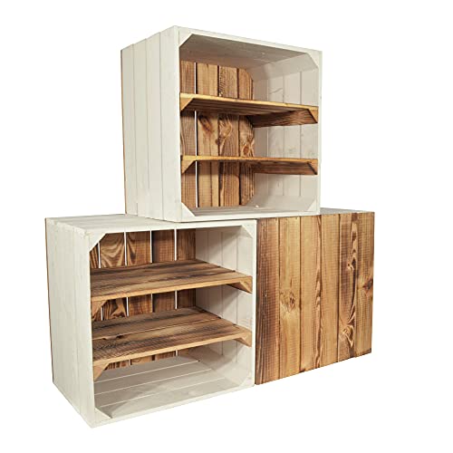 CHICCIE 3 Set Weinregal Wino aus Holz - Greta Geflammt 2X Regal Holzkiste CHICCIE 3 Set Weinregal Wino aus Holz - Greta Geflammt 2X Regal Holzkiste von CHICCIE