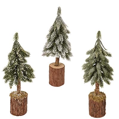 CHICCIE 3er Set Mini-Tannenbäume Beschneit 21x7cm Weihnachtsbaum Winter Advent von CHICCIE