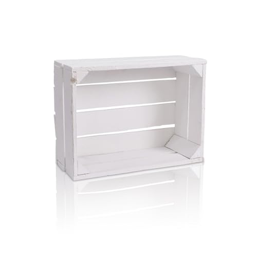 CHICCIE 4 Set Holzkiste im weißen Vintage Look - 38x28x15cm Weiß - Obstkiste Weinkiste CHICCIE 4 Set Holzkiste im weißen Vintage Look - 38x28x15cm Weiß - Obstkiste Weinkiste von CHICCIE