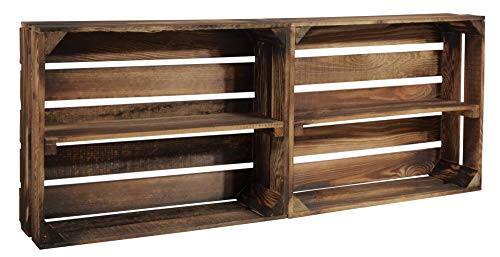 CHICCIE 4 Set Holzregal Schmalhanz 50x40x15cm - Geflammt 1x langes Regal von CHICCIE