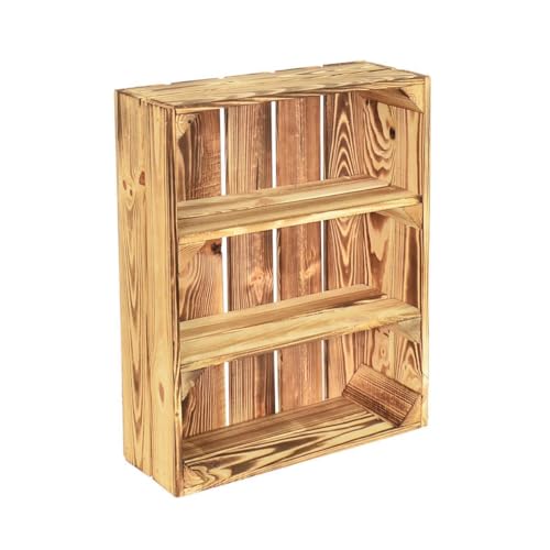 CHICCIE 4 Set Holzregal Schmalhanz 50x40x15cm - Hell Geflammt 2X Kurzes Regal von CHICCIE