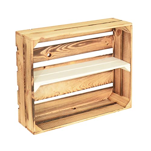 CHICCIE 6 Set Holzregal Schmalhanz 50x40x15cm - Hell Geflammt Weiß 1x Langes Regal von CHICCIE