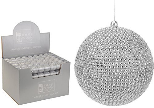 CHICCIE 8 Set Weihnachtskugel Silber mit Perlen komplett 4,5cm - aus Styropor Bruchfest Christbaumschmuck Edel von CHICCIE