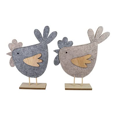 CHICCIE Aufsteller Huhn Filz Holz Grau 4x18x20.5cm - Osterdeko Frühlingsdeko von CHICCIE
