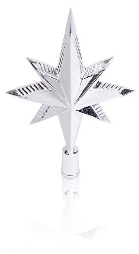 CHICCIE Christbaumspitze Glitzer Stern Silber 25cm - Weihnachtsbaumspitze Baumspitze Spitze von CHICCIE