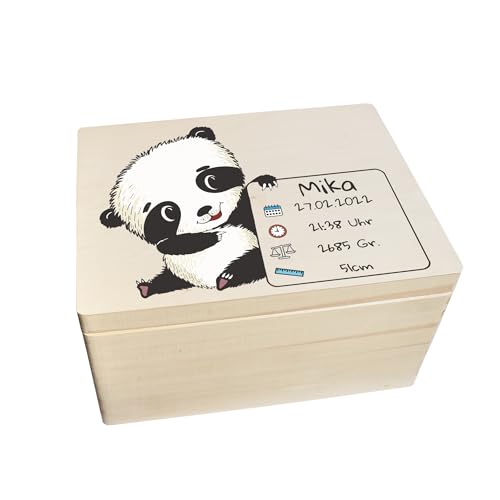 CHICCIE Erinnerungsbox personalisiert für Baby & Kind mit Druck farbig Panda - Geburt Holzkiste für schöne Erinnerungen - Holz-Box Erinnerungskiste 40x30x23cm CHICCIE Erinnerungsbox personalisiert für Baby & Kind mit Druck farbig Panda - Geburt Holzkiste für schöne Erinnerungen - Holz-Box Erinnerungskiste 40x30x23cm von CHICCIE