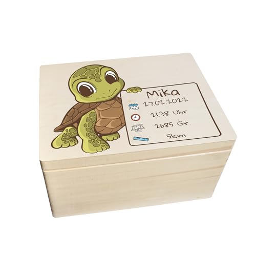 CHICCIE Erinnerungsbox personalisiert für Baby & Kind mit Druck farbig Schildkröte - Geburt Holzkiste für schöne Erinnerungen - Holz-Box Erinnerungskiste 40x30x23cm CHICCIE Erinnerungsbox personalisiert für Baby & Kind mit Druck farbig Schildkröte - Geburt Holzkiste für schöne Erinnerungen - Holz-Box Erinnerungskiste 40x30x23cm von CHICCIE