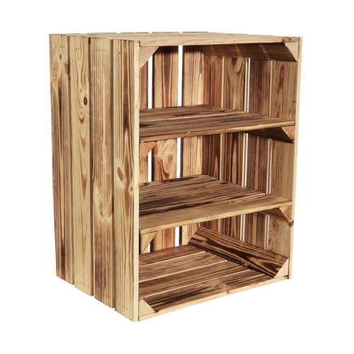 CHICCIE Geflammte Obstkiste 50x40x30 - Hell Geflammt 2X Kurzes Regal von CHICCIE
