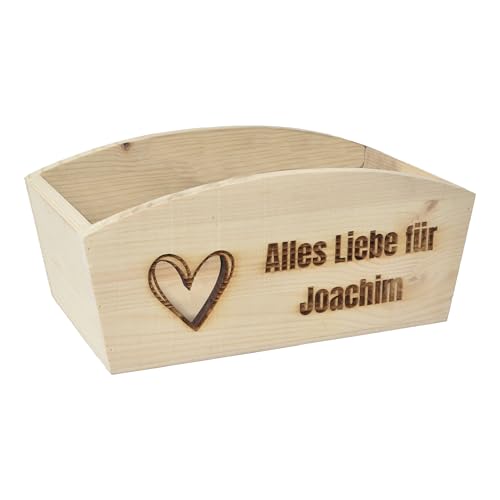 CHICCIE Geschenkkorb Personalisierbar Wunschtext mit Herz 24x13x8cm Abgerundet Präsentkorb Holz Geschenkidee Holzkiste Hochzeit Geburtstag Ruhestand Personalisierung von CHICCIE