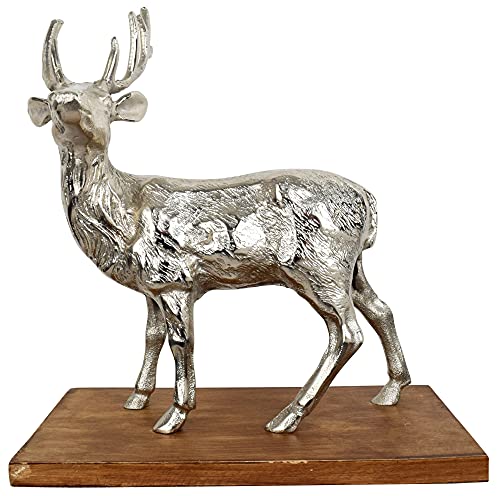 CHICCIE Hirsch Figur Silber 33cm - Dekofigur Hirschfigur Dekohirsch Dekoration von CHICCIE