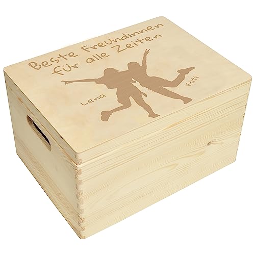 CHICCIE Holzbox Personalisiert Beste Freundinnen Gravur 40x30x23cm Natur Kiste von CHICCIE