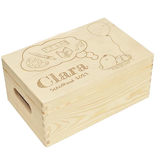 CHICCIE Holzbox Personalisiert zur Einschulung 30x20x14cm Natur Aufbewahrungsbox CHICCIE Holzbox Personalisiert zur Einschulung 30x20x14cm Natur Aufbewahrungsbox von CHICCIE