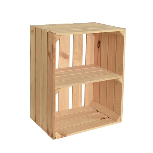 CHICCIE Holzkiste Noa Natur 50x40x30 - Obstkiste Weinkisten Holzkisten (1, 1x Kurzes Regal) von CHICCIE