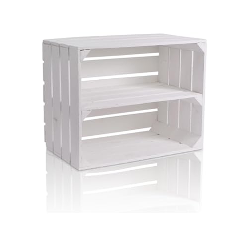 CHICCIE Vintage Holzkiste Weiß 50x40x30cm Langes Regal - Schuhregal Weinkisten ObstkistenHolzkisten Kisten Regale von CHICCIE