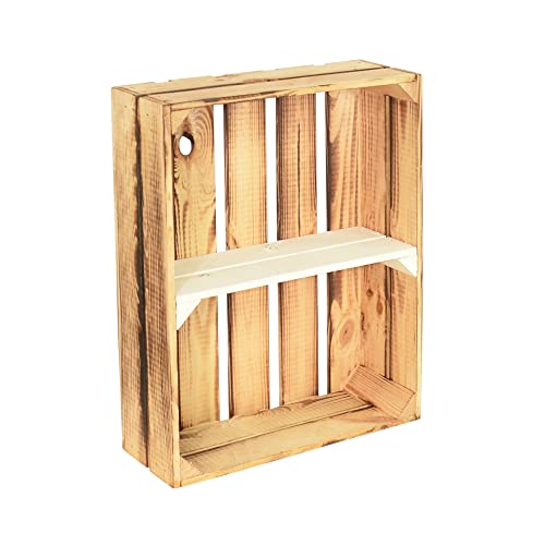 CHICCIE Holzregal Schmalhanz 50x40x15cm - Hell Geflammt Weiß 1x Kurzes Regal von CHICCIE