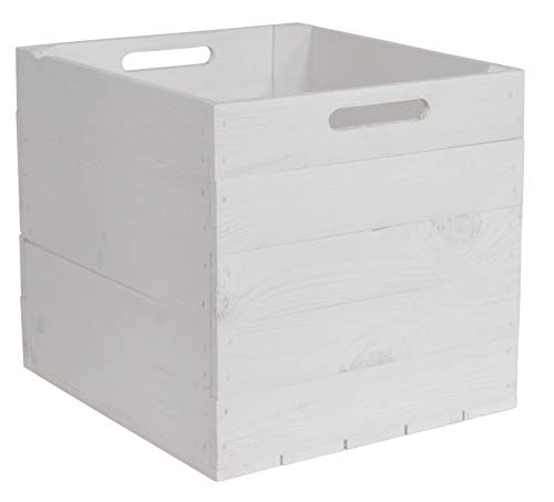 CHICCIE Kallax Holzkiste Karl - Einzelkiste Weiß Aufbewahrungsbox 33x38x33cm Aufbewahrungskorb Holzbox Holz Regal von CHICCIE