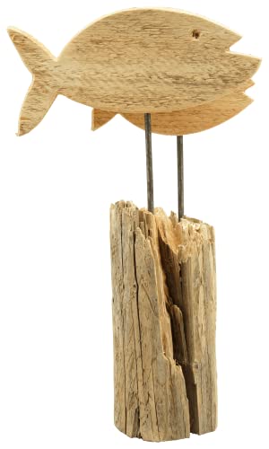 CHICCIE Skulptur Fische Natur 34cm - Naturdeko Holzdeko Maritim Deko Dekoration von CHICCIE