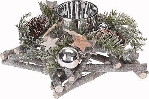 CHICCIE Teelichthalter im Stern Holzast mit Weihnachtsdeko - 20cm Weihnachten CHICCIE Teelichthalter im Stern Holzast mit Weihnachtsdeko - 20cm Weihnachten von CHICCIE