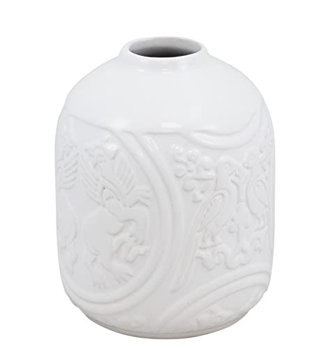 CHICCIE Vase Vintage Verzierungen Weiß 15cm - Bodenvase Tischvase Blumenvase von CHICCIE