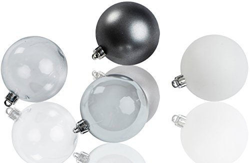 CHICCIE Weihnachtskugeln im 20 Set - 6cm Weiß Silber - Christbaumschmuck von CHICCIE