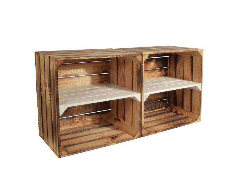 CHICCIE Weinregal Wino Flaschenregal aus Holz Geflammt Weiß 1x Regal, 2-tlg. von CHICCIE