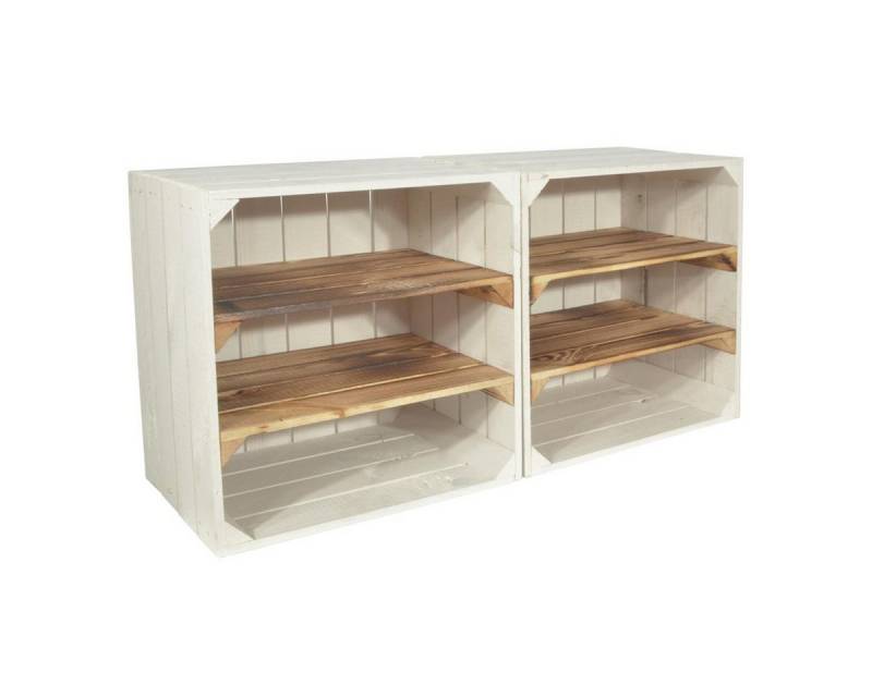 CHICCIE Weinregal Wino Flaschenregal aus Holz Weiß Geflammt 2x Regal, 2-tlg. von CHICCIE