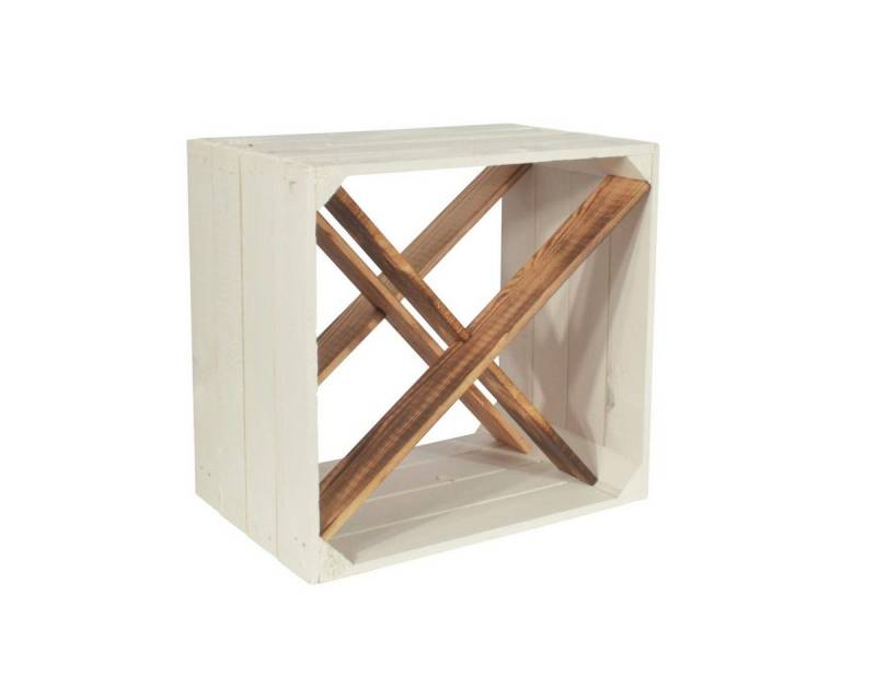 CHICCIE Weinregal Wino Flaschenregal aus Holz Weiß Geflammt X Regal, 1-tlg. von CHICCIE