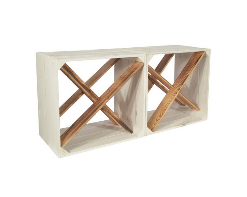 CHICCIE Weinregal Wino Flaschenregal aus Holz Weiß Geflammt X Regal, 2-tlg. von CHICCIE