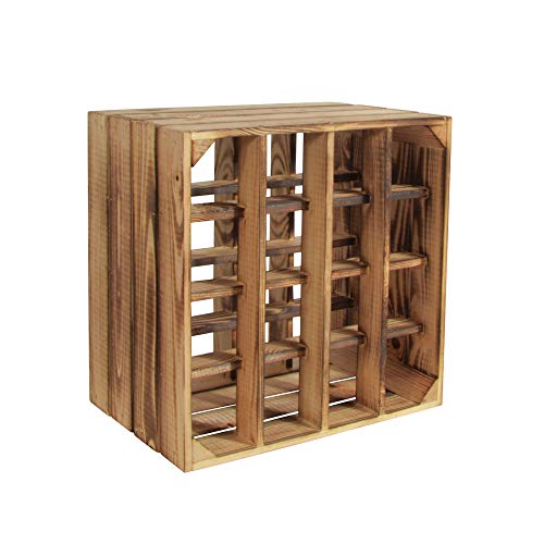 CHICCIE Weinregal Holzkiste Wino aus Kiefernholz - Weinkisten Holz Regal geflammt 30x40x30 cm - Holzkisten Flaschenregal, Weinkistenregal von CHICCIE