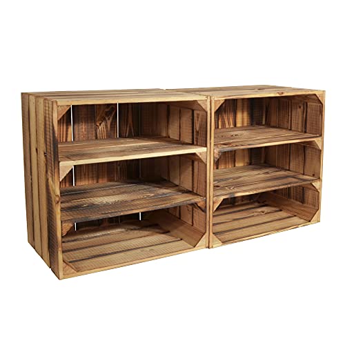 CHICCIE 2 Set Weinregal Wino aus Holz - Geflammt 2X Regal Holzkiste von CHICCIE