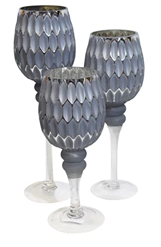 CHICCIE Windlicht hoher Kelch Wabenoptik grau Silber 40x11x11cm - Kerzenhalter CHICCIE Windlicht hoher Kelch Wabenoptik grau Silber 40x11x11cm - Kerzenhalter von CHICCIE