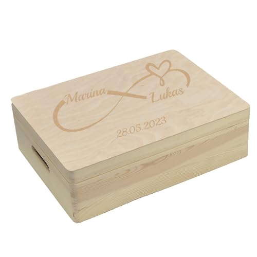 CHICCIE personalisierte Holzbox Hochzeit Unendlichkeit 40x30x14cm - Hochzeitsgeschenk von CHICCIE