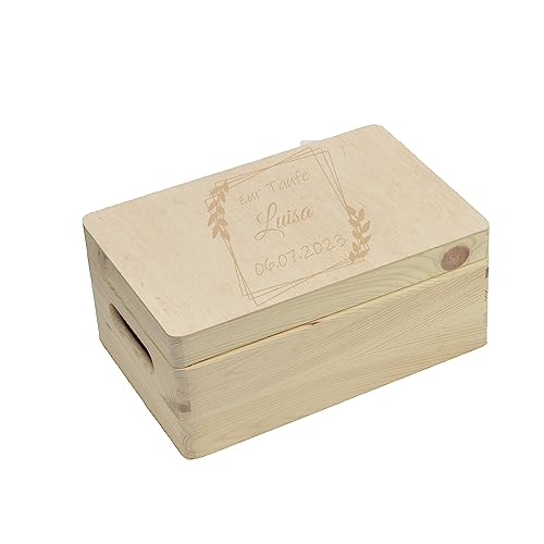 CHICCIE personalisierte Holzbox zur Taufe Natur 30x20x14cm - Erinnerungsbox von CHICCIE